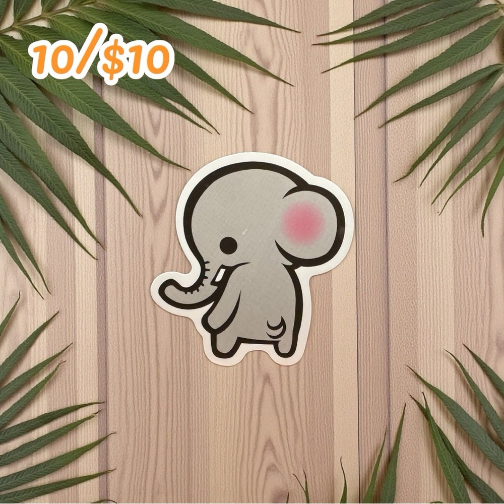 Cute Cartoon Elephant Sticker – Glossy | 2.5”